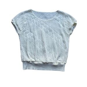 VTG 80s/90s Cropped Womens Sweater Tee Shirt - Short Sleeves, Small